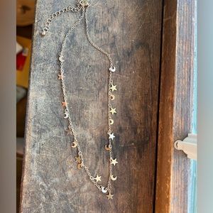 Gold moon and stars necklace